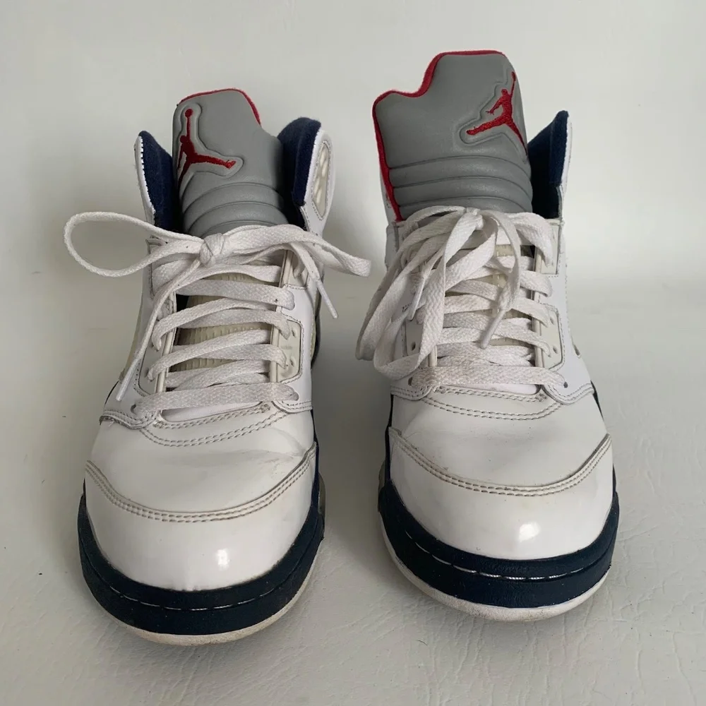 Nike Air Jordan 5 Retro White/Varsity Red-Mid Navy 9